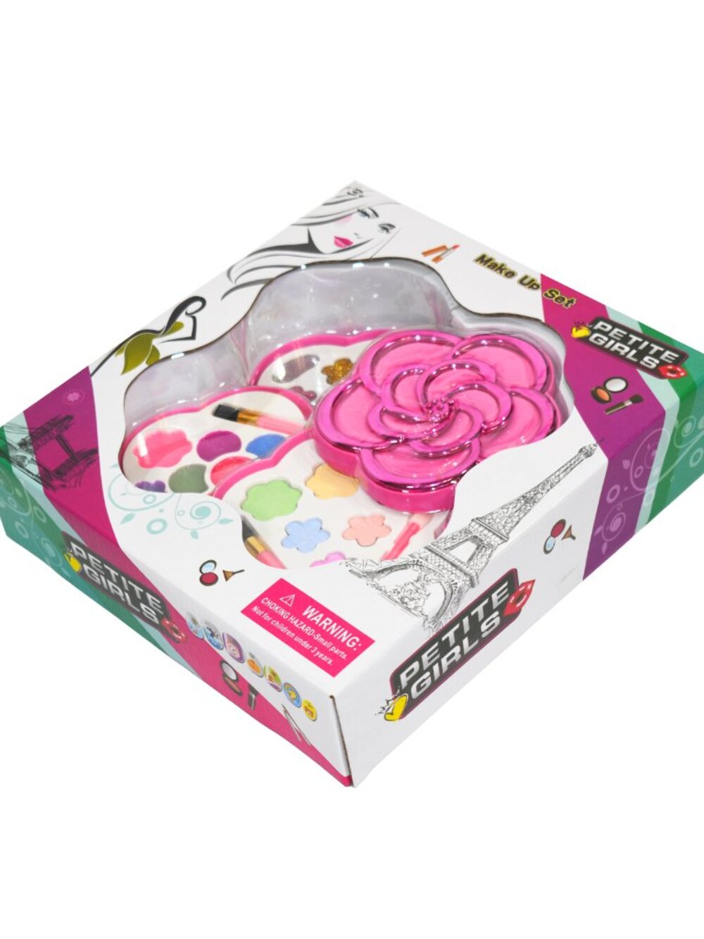 Kids Pretend Makeup Kit, Flower Cosmetic Play Set with Mirror for Dress Up - Picture 7 of 10